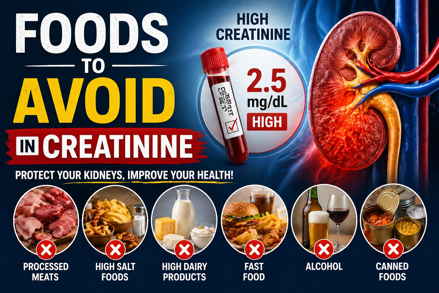 What food should be avoided if creatinine is high?